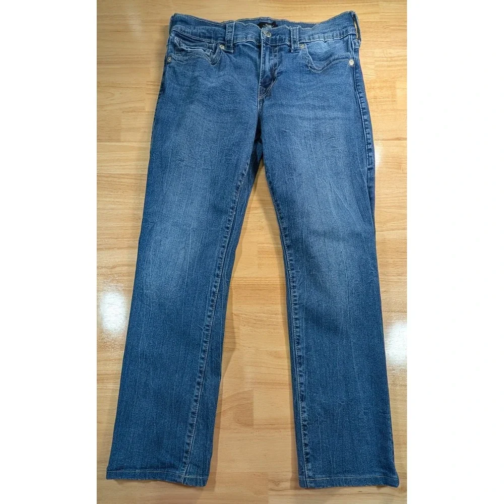 True Religion Ricky Relaxed Straight Jeans Mens 32 Medium Wash Blue Denim